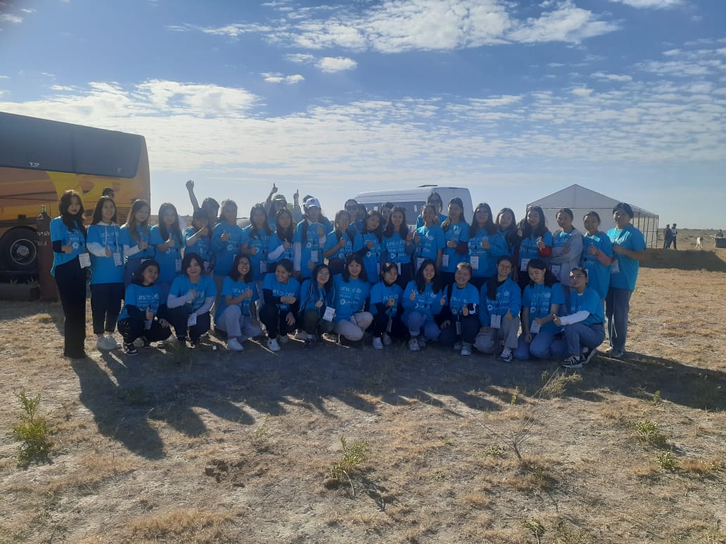 Girls from Almaty and Turkestan launched nanosatellites together.